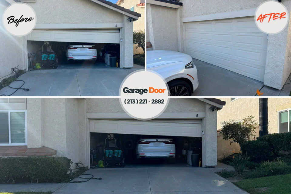 Before and after: garage door repair Blue Hills, CT
